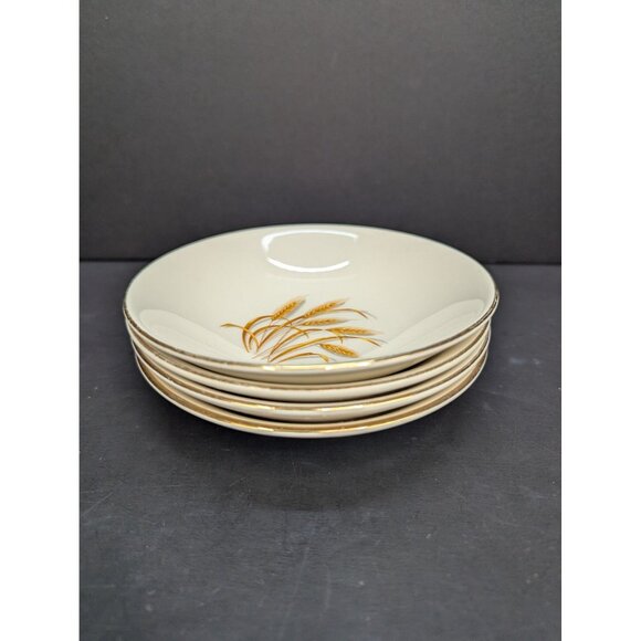 Vintage Golden Wheat Made in USA 22K Gold 5 Inch Dessert Berry Bowls Lot of 4 - Picture 8 of 8